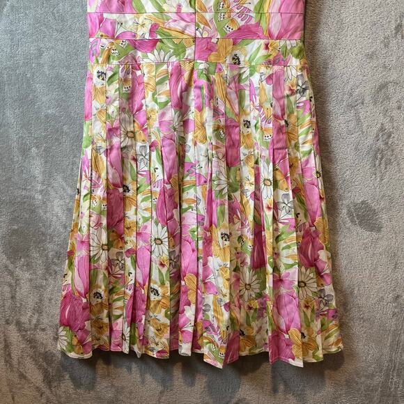 Kay Unger Y2K Floral Fit Flare Dress 6 Cotton Coquette Whimsical Retro vintage - Picture 5 of 9